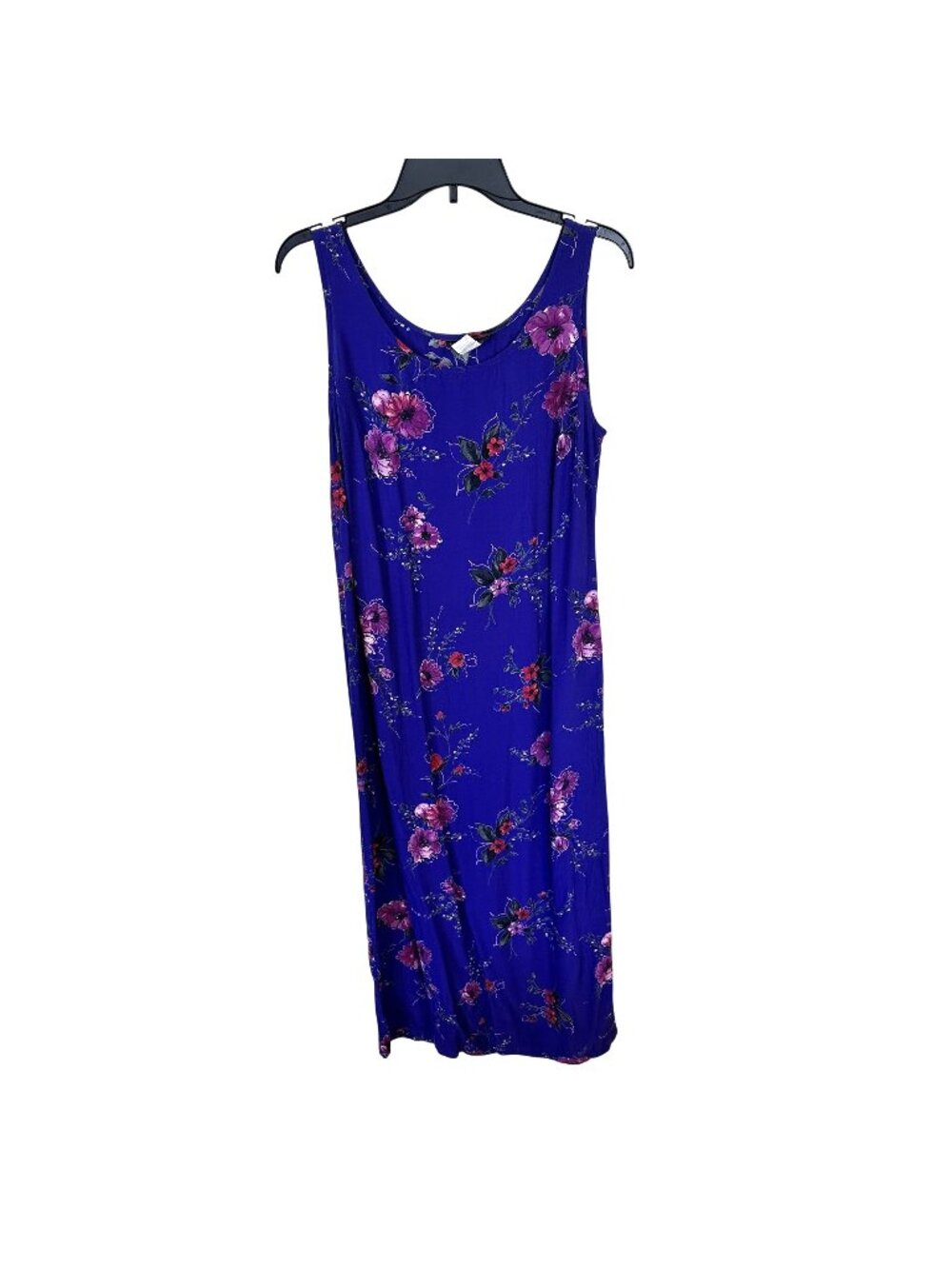 Womens Floral Maxi Dress Medium AJ Taylor Clothing Co Rayon Shift 90s Purple